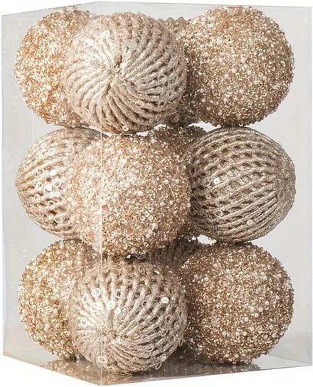 Nivard Kerstballen - Kerstversiering - Plastic - Kerstballenset - Champagne/Goud - 12 stuks