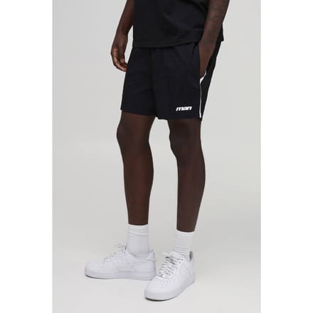 Ontspannen Korte Short Met Zijstreep Van Nylon | Black | Size Medium