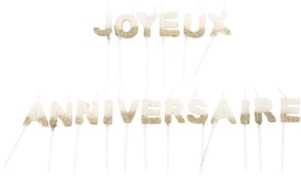 ARTYFETES - Witte Happy Birthday Kaarsen met Goudglitter 4,3 cm, Set van 18