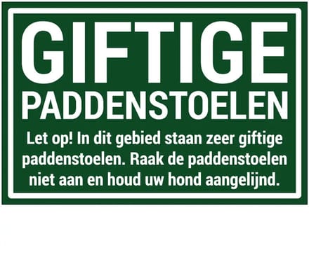 Giftige paddenstoelen bord | gecoat dibond materiaal | 45 x 30 cm