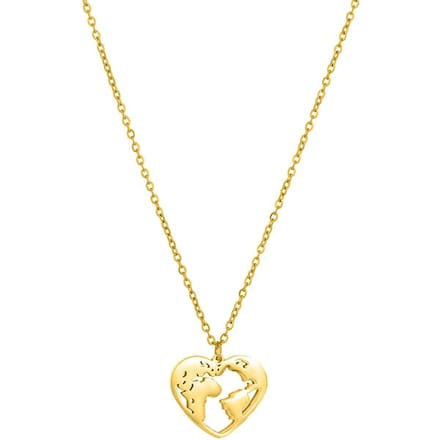 Victorious Dames Ketting Goudkleurig – Hartvormige Wereldketting – Verguld – 45cm
