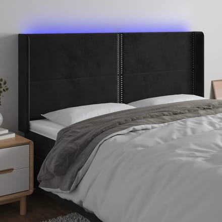 vidaXL - Hoofdbord - LED - 203x16x118/128 - cm - fluweel - zwart