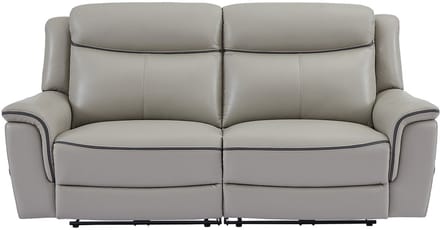 Vente-unique Elektrische driezitsrelaxbank van lichtgrijs leer ADELIO