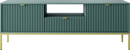 Selsey Vellore - RTV kast 154 cm - groen met geribbelde fronten, gouden handgrepen en frame