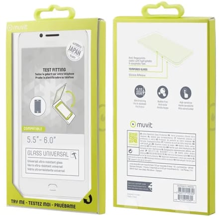 Gehard glas met uitsparing voor knoppen Muvit For Change Mobiles 5,5"-6"