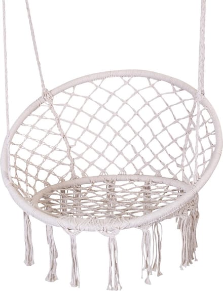 Master Grill Party - Hangstoel - Witte hangende tuinstoel met hangmat - 110 kg max - 80cm - Wit