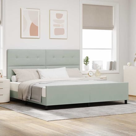 vidaXL - Boxspring - bed - met - hoofdeinde - Lichtgrijs - 200 - x - 200 - cm - Fluweel