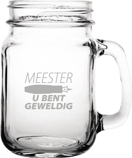 Gegraveerde Drinkglas 45cl Meester u bent geweldig