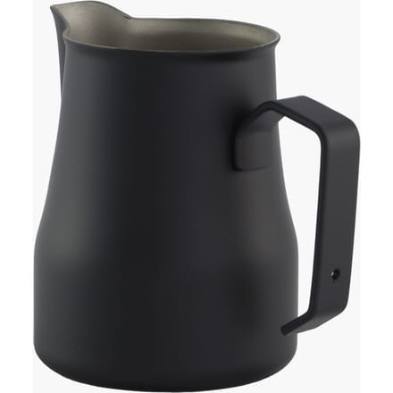 Motta Melkkan Europa Zwart | Melkkan 0,35 l | Ideaal voor Latte Art | Roestvrij staal schenktuit voor perfect romig melkschuim | Hoogwaardig design