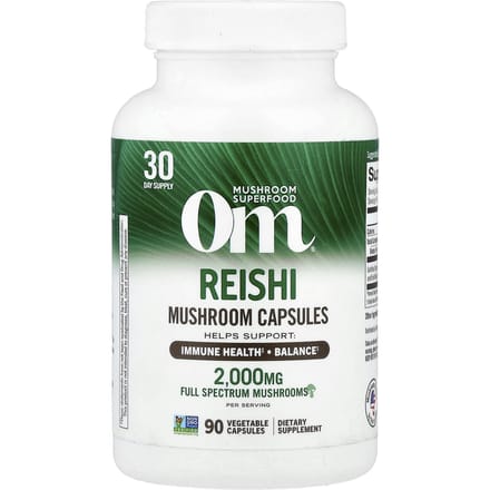 Om Mushrooms, Champignon Reishi, 2 000 mg, 90 capsules végétales (667mg par capsule)
