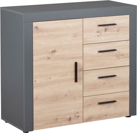 Commode Corva 94cm 1 deur & 4 lades - eiken decor