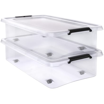Deuba® Opbergbox - 2x30L Stapelbaar Wielen 58x39x16,5cm - Transparant