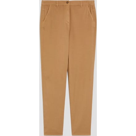 katoen pique broek vrouw kameel