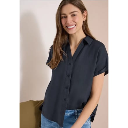 Blouse met hangende schouder in linnen