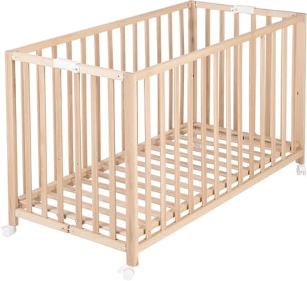 Babybed - Kinderledikant - Praktisch Gebruik - Inklapbaar Ontwerp - 60 x 120 cm - Natuurlijk Hout