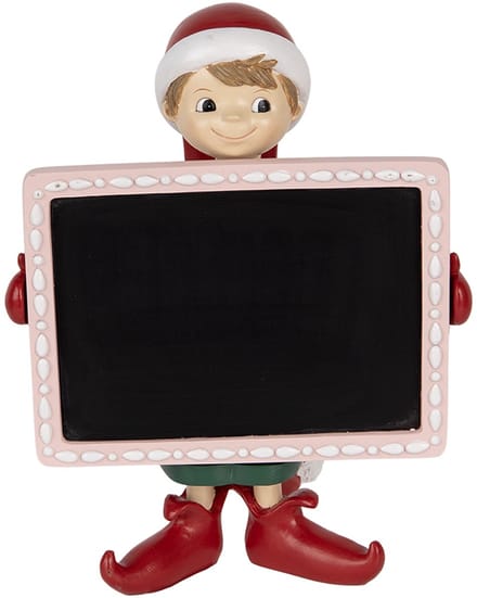 Clayre & Eef Decoratie Beeld Elf 18x15x23 cm Rood Kunststof