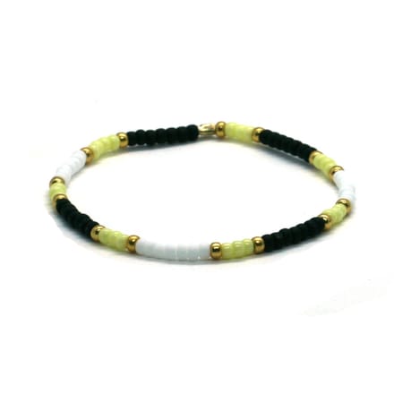 Armband mix geel wit - goud rvs - 3mm