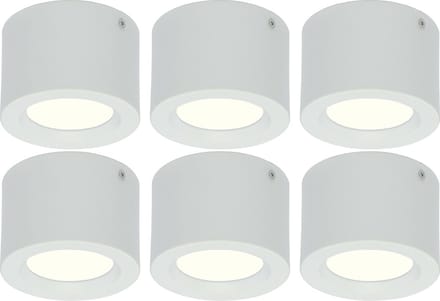 LED Downlight 6 Pack - Opbouw Rond Hoog 5W - Natuurlijk Wit 4200K - Mat Wit Aluminium - Ø105mm