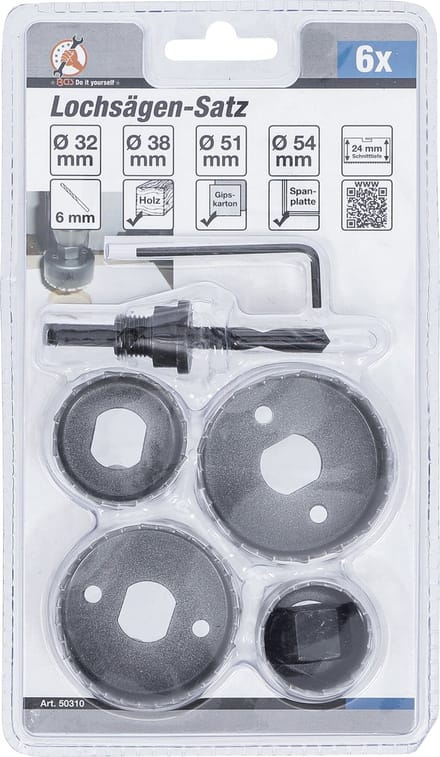 BGS Gatzaagset Ø 32 - 54 mm diepte 24 mm 6 delig