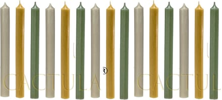 Cactula dinerkaarsen 19,5 cm Charming - Taupe / Oker / Olive 15 stuks