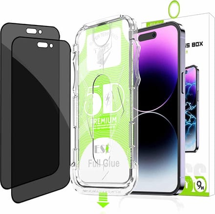 Magic Glass Box - Privacy Screenprotector Geschikt voor: iPhone 15 Plus - Screen protector Gehard Glas 9H [Automatische stofverwijdering] [2-pack]