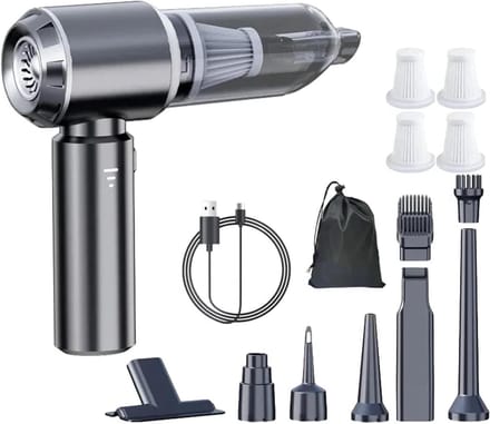 Draagbare Stofzuiger - Mini Kruimeldief - Auto Interieur Reinigen - Borstelloze Motor - 500 Gram Capaciteit - Gun Grey