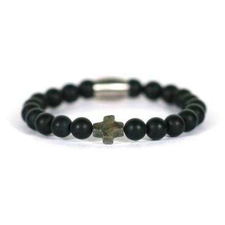 IbizaMen KIDS - pyrite kruis  matte onyz 6mm - 14cm