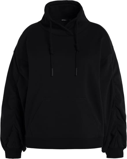 Ulla Popken - Dames - sweatshirt kangoeroezak oversized opstaande kraag - Zwart - Maat 46+