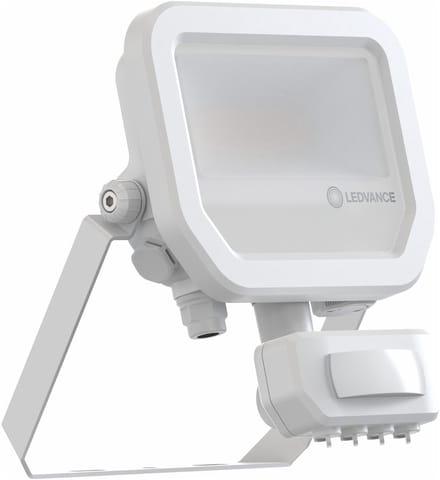 Ledvance LED Floodlight Aluminium Wit 8W 1200lm 100D - 840 Koel Wit | IP65 - Bewegings- En Lichtsensor - Symmetrisch