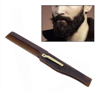 Cabantis Uitklapbare Baardkam - Snorkam - Barbier- Medium - Lichtbruin 1x
