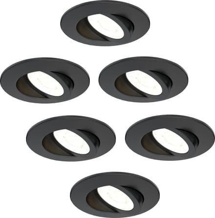 Ledvion - 6X LED Inbouwspot - Zwart - Dimbaar - 5W - IP65 - CCT - COB - Ø75mm