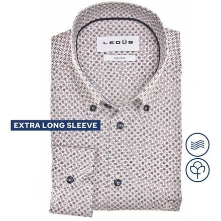 Ledûb Overhemd Fine Allover Pattern Extra Long Sleeve Button-Down Mouwlengte 7 Licht Bruin / male