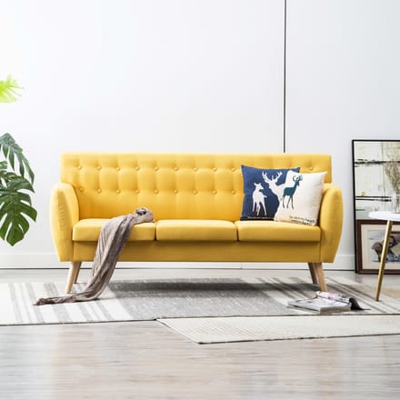 vidaXL - Driezitsbank - 172x70x82 - cm - stof - geel