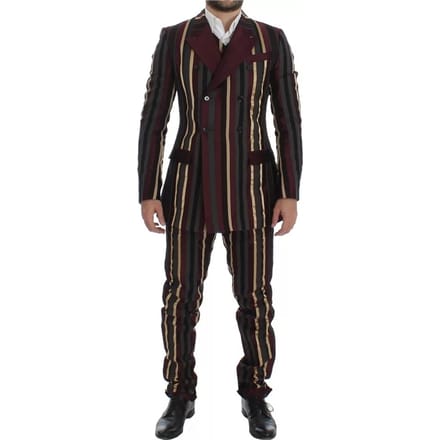 Veelkleurige Gestreepte Suit Dubbeldoorgeknoopte Blazer