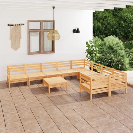 vidaXL - 10-delige - Loungeset - massief - grenenhout