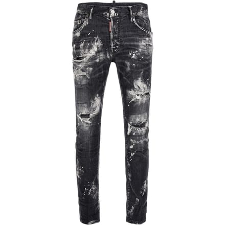 Dsquared2 Super Twinky Jean Destroyed Paint Effect Zwarte Jeans