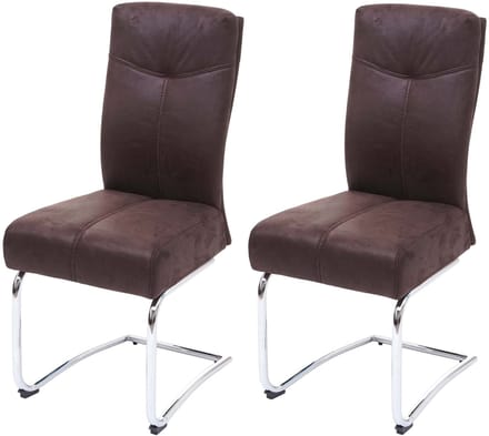 Set van 2 eetkamerstoelen MCW-G56, keukenstoel sledestoel, textiel suèdelook ~ bruin