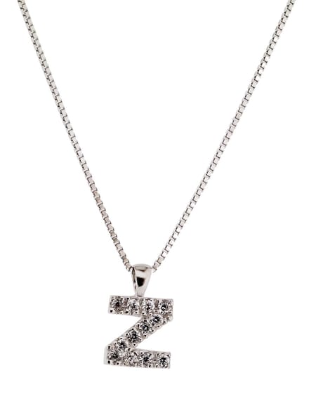 Orphelia Zilver Alphabet hanger met ketting 42 cm Zirconium