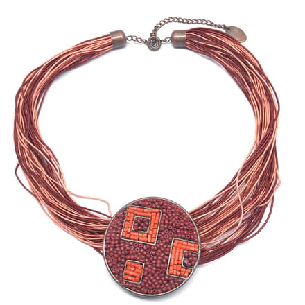 Behave - Ketting dames - Rood - Oranje - Bordeaux - Met hanger - 42 cm