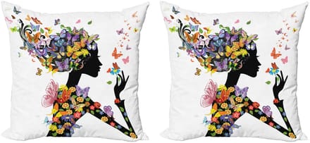 ABAKUHAUS Kussenhoes Set – Vlinders, Dubbelzijdig 50x50 cm, Multicolor