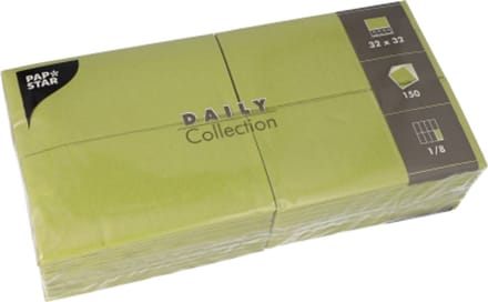150 Servetten DAILY Collection 1/8 vouw 32 cm x 32 cm olijfgroen