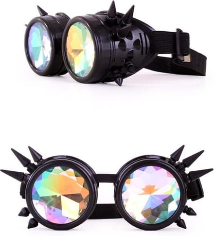 6x Steampunk goggles luxe zwart met spikes