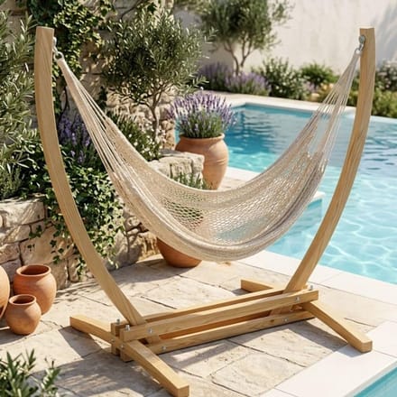 Macramé hangmat stoel met frame - 200x140 cm - 4shine