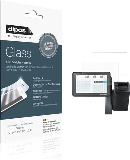 dipos – 2x Matte Pantserfolie geschikt voor Bizerba Q1 pro 800 12.1 Zoll | 9H Screenprotector