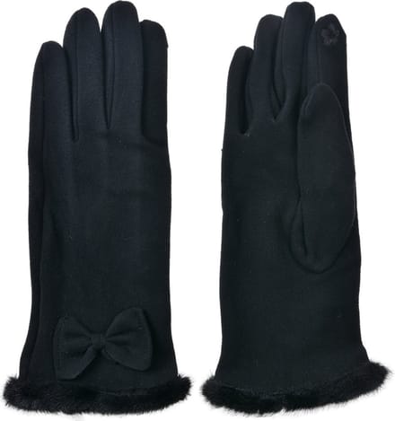 Clayre & Eef Handschoenen Winter 9x23 cm Zwart Polyester