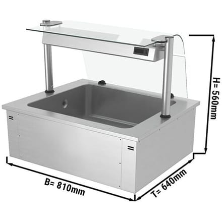GGM Gastro Einbau Eiswanne - 800mm - 2x GN 1/1 - 90 Liter - mit Glas-Hustenschutz Zilver