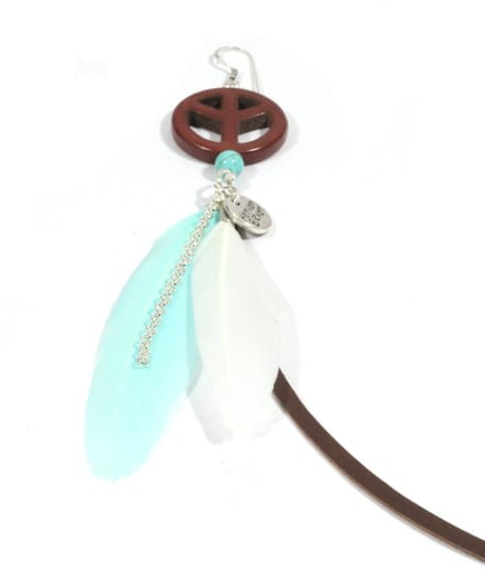 Heaven Eleven - oorbel - met peace - soft Blauw veer