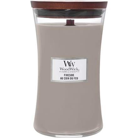 WoodWick Scented candle with wooden lid - Fireside