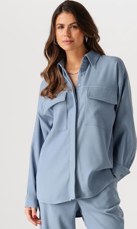 Minus Livina Oversized Shirt Dames - Jurken - Blauw - Maat 38