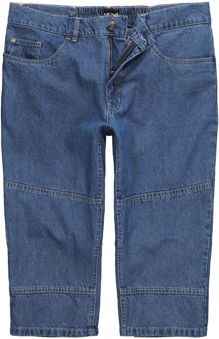 Men Plus - Heren - 3/4-jeans denim 5-pocket elastische tailleband - Blue stone - Maat 60